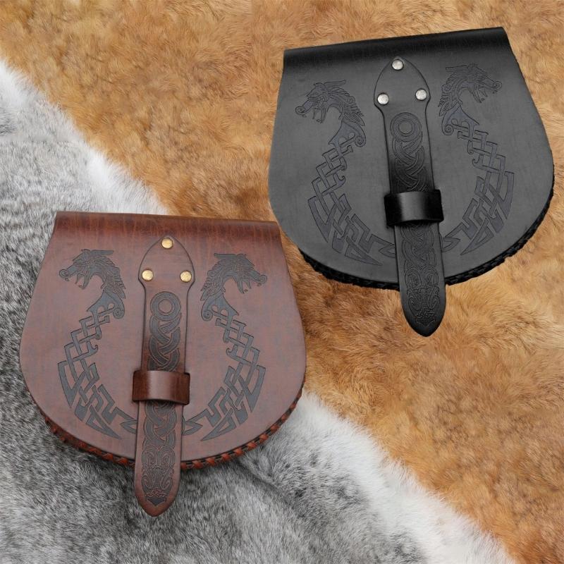 Medieval Leather Belt Pouch Renaissances Costume Accessories LARP Waist Bag Fanny Pack,Pu Leather Coin Purse Gifts