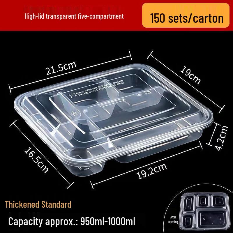 

Disposable 5-Compartment Takeaway Food Container