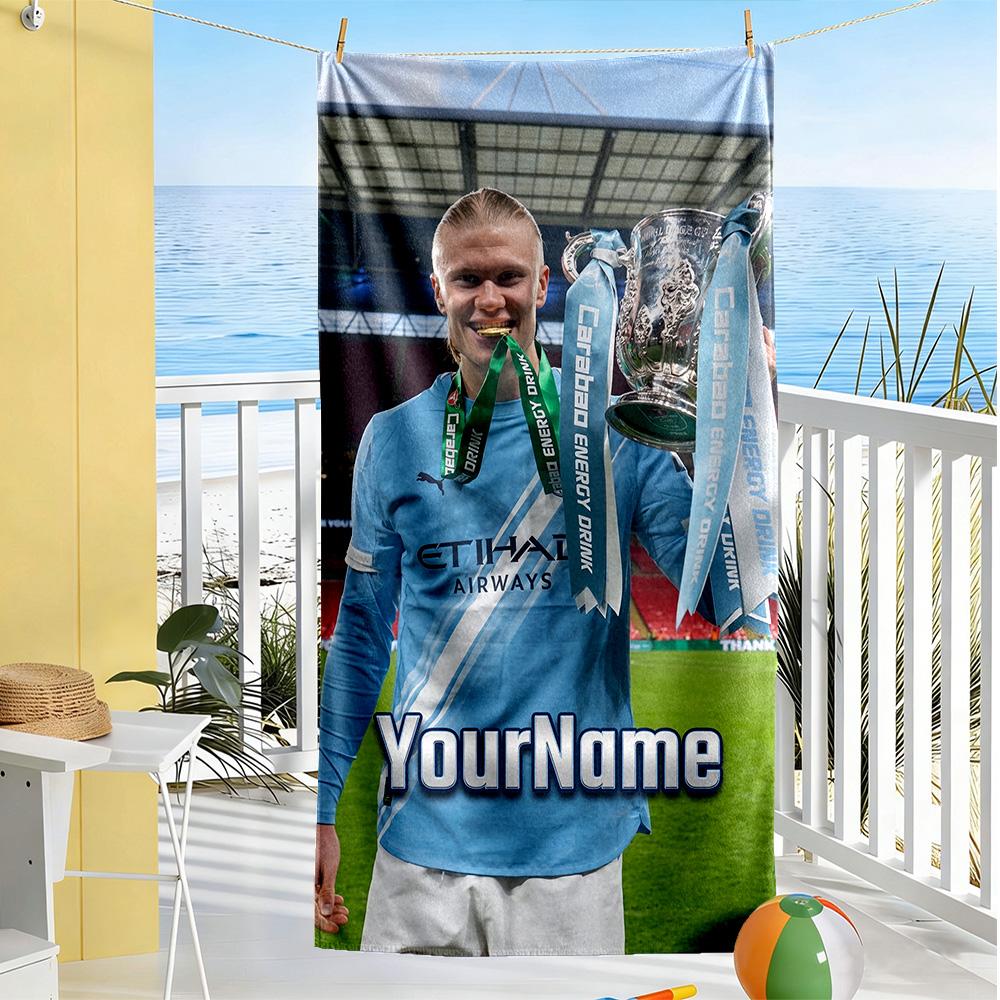 Haaland Customizable Name Beach Towel Quick-Dry Soft Microfiber Suitable for Sports Travel Swimming Yoga Bathroom Beach And Pool