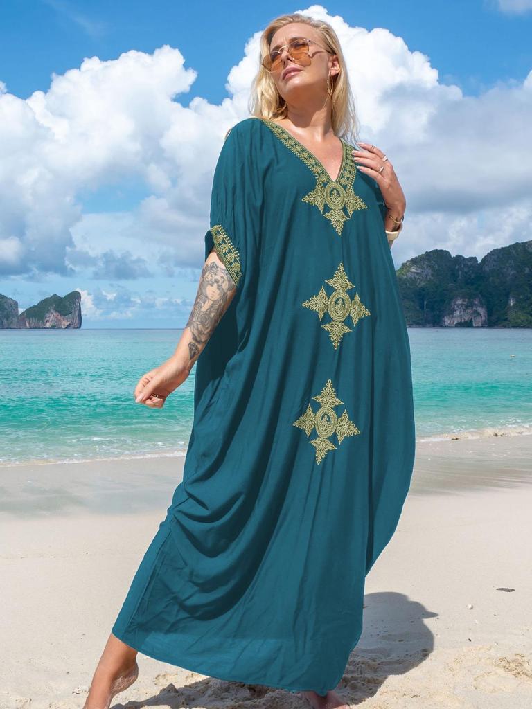 2023 European & American Cotton Embroidered Beach Vacation Dress & Bikini Cover-up