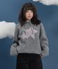 WAIKEI Big Star Check Applique Hoodie Knit Gray