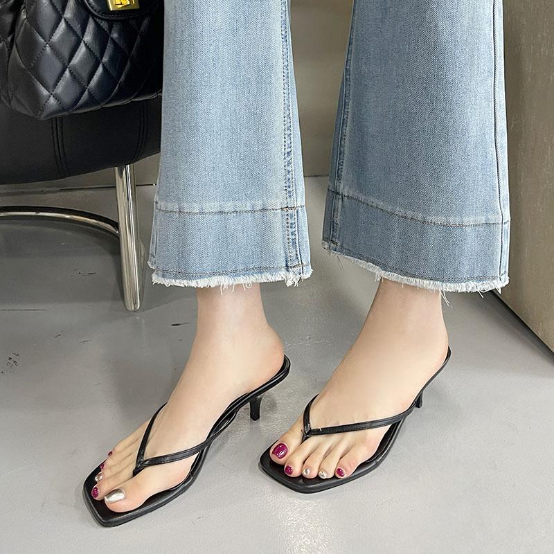 Mode Übergröße 43 Damen Dünne Absätze Hausschuhe Sommer Strand Damen Flip-Flops Mode Damen Absatz-Hausschuhe Pantoletten Sandalen Schuhe Pumps