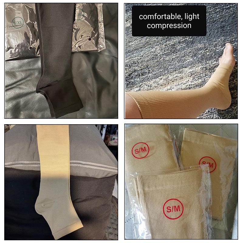 Unisex Open-Toe Knee-High Compression Socks, Double Set, Non-Slip Sports Pressure Socks