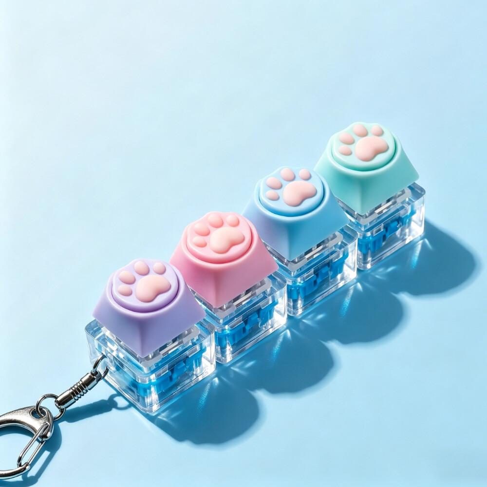 NEUER LED-Tastatur-Schlüsselanhänger Fidget Spielzeug Kristall Clicker Sensorisches Spielzeug zur Stressbewältigung Tastatur-Schlüsselanhänger Fidget Spielzeug für Erwachsene Kinder