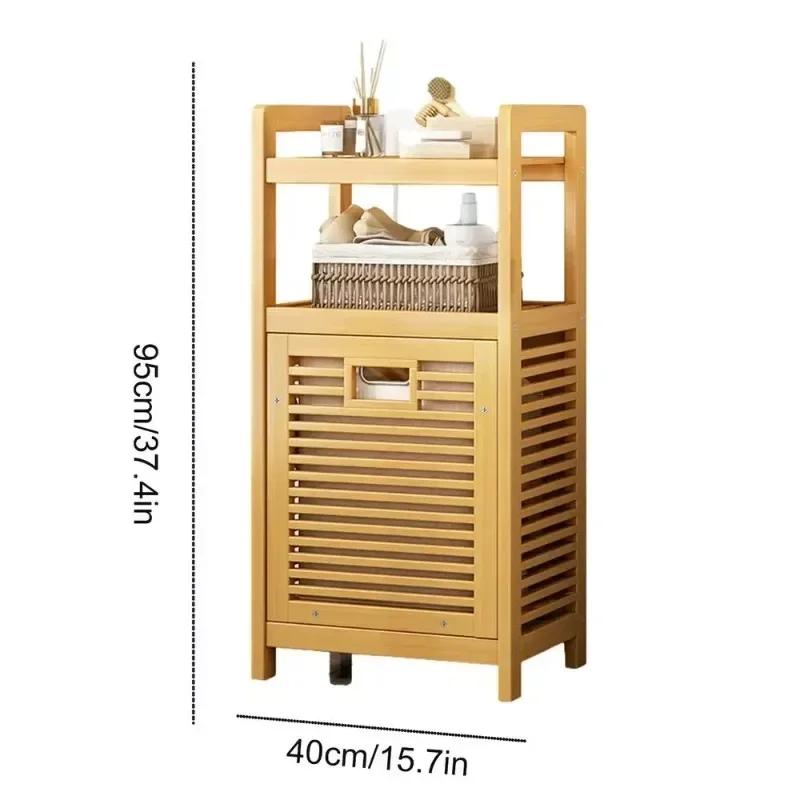 Laundry Hamper Dirty Clothes Storage Basket Pull-Out Floor Stand Bathroom Storage Shelf Cabinet Multi-function Laundry Basket