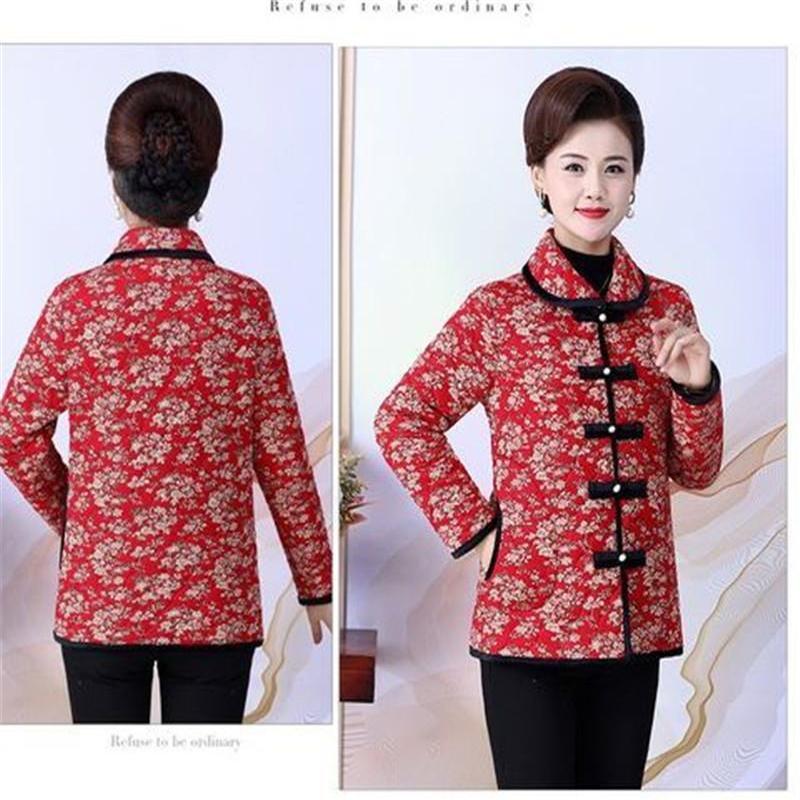 Mother's Cotton Jacket Autumn Winter 50 Years Old 60 Years Old Middle-Aged Old Women's Gold Velvet Cotton Coat Thickened Cotton