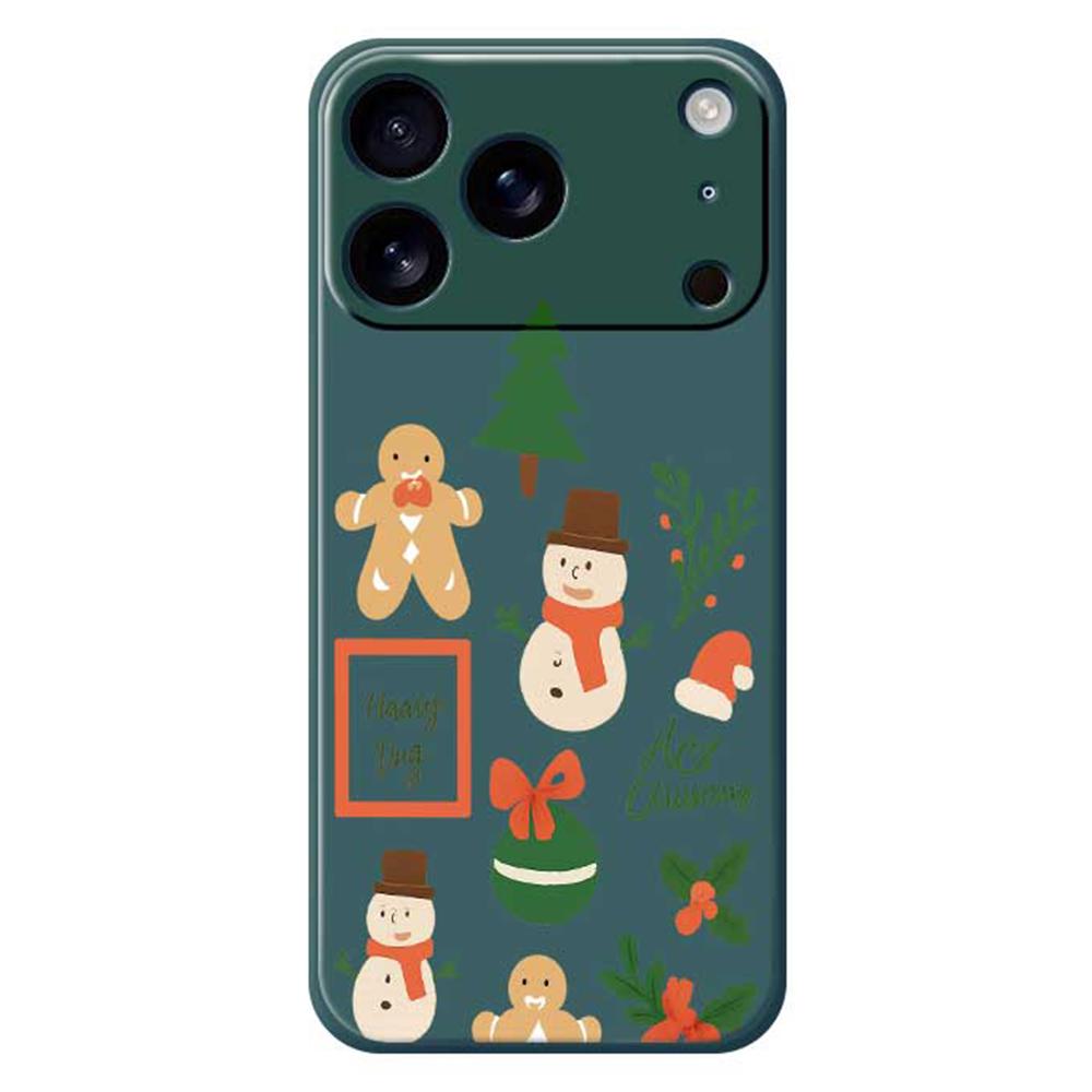For iPhone 17 Pro Case Christmas Snowman Pattern Printing Straight Edge TPU Phone Back Cover