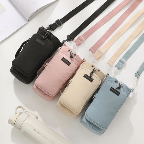 TRIWONDER Water Bottle Holder, Fits 500ml and 1 Liter Bottles, Insulated Water Bottle Case with Shoulder Strap, Smartphone Storage, and Holder (Blue)