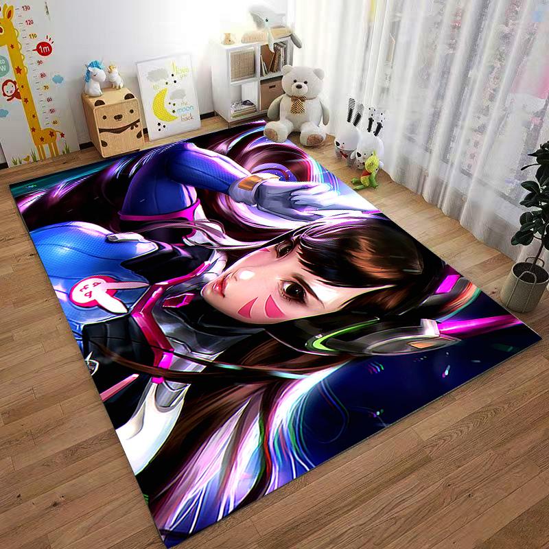 Dynamic Anime Style Female Hero Carpet Suitable for use as an anti-slip game mat for living room and bedroom sofas