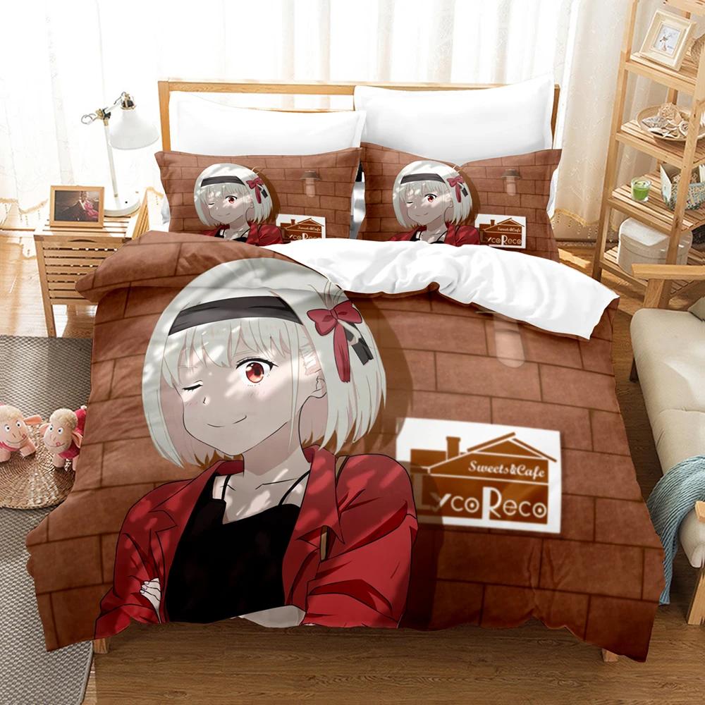 3D Print Anime Lycoris Recoil Bedding Set Duvet Cover Bedroom Comforter Covers Single Twin King _Size Quilt Cover Home Textiles