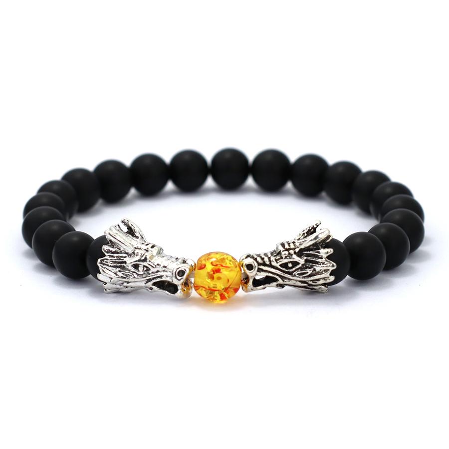 

Мужской браслет из натурального камня с двойными бусинами Dragon Play из вулканического камня, белый браслет из бисера Howlite в стиле рок-хип-хоп, крутые наручные украшения