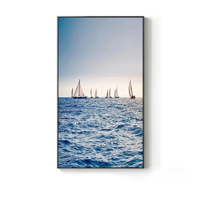 Sailboat Backlight Posters and Prints Ocean Landscape Canvas Paintings Wall Art Picture Home Decor for Living Room Bedroom