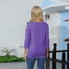 Women's O-neck 3/4 Sleeve Striped  Print Top