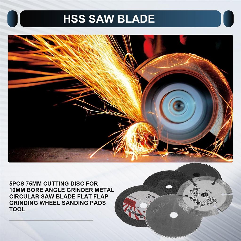 BHBL 5Pcs 75mm Cutting Disc for 10mm Bore Angle Grinder Metal Circular Saw Blade Flat Flap Grinding Wheel Sanding Pads Tool