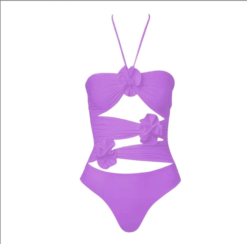 2024 European & American 3D Flower One-Piece Swimsuit – Sexy Vacation Beach Style