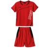 2 adet çocuk Boys koşu egzersiz spor takım elbise yuvarlak boyun kısa kollu üst İpli öz kravat şort takımı
