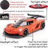1/32 Koenigsegg Jesko Toy Cars Model Orange Alloy Collectibles Die-cast Vehicles with Sound and Light