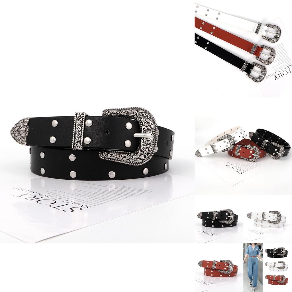 Versatile And Trendy Women's Belt Classic Punk Style With Alloy Buckle Ideal For Denim Looks