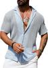 Herren Casual Kurzarm Strickjacke Hemd Sommer Einfarbig Atmungsaktiv Oberteil