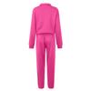 Women's Solid Color Fashion Long Sleeve Zipper Pocket Top Loose Casual Wide Leg Pants Suit