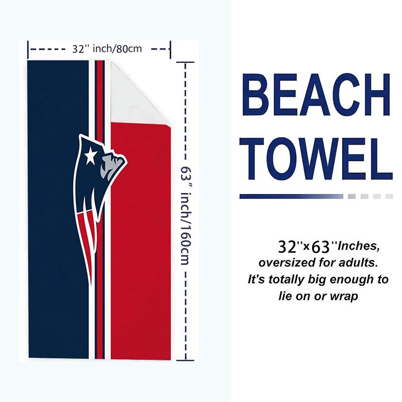 New England Patriots Print Beach Towel, Large Soft Quick Dry Towel for Beach Camping Swimming