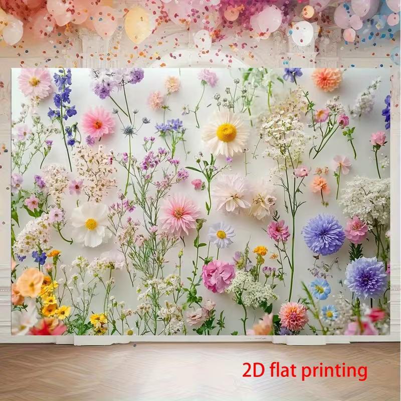 

2D Spring Flower Backdrop Pastel Floral Party & Photoshoot Decor 47.2x31.5inch/120*80cm