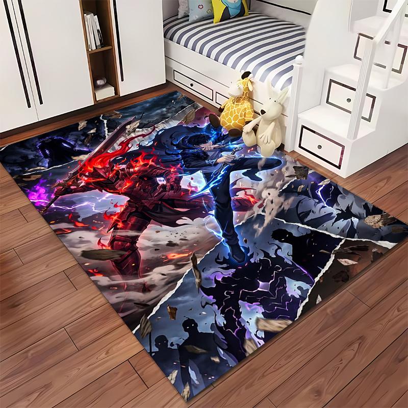 "Anime Battle Scene Carpet with Lightning and Dual Fighting Characters" Suitable for Use As an Anti-slip for Living Room Bedroom Sofas