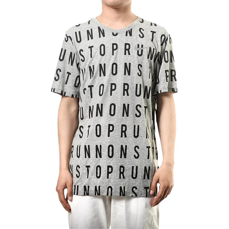 Nike Модная футболка с принтом букв, дышащая, с коротким рукавом, с круглым вырезом, мужская, топы, серый 862816-063 XL