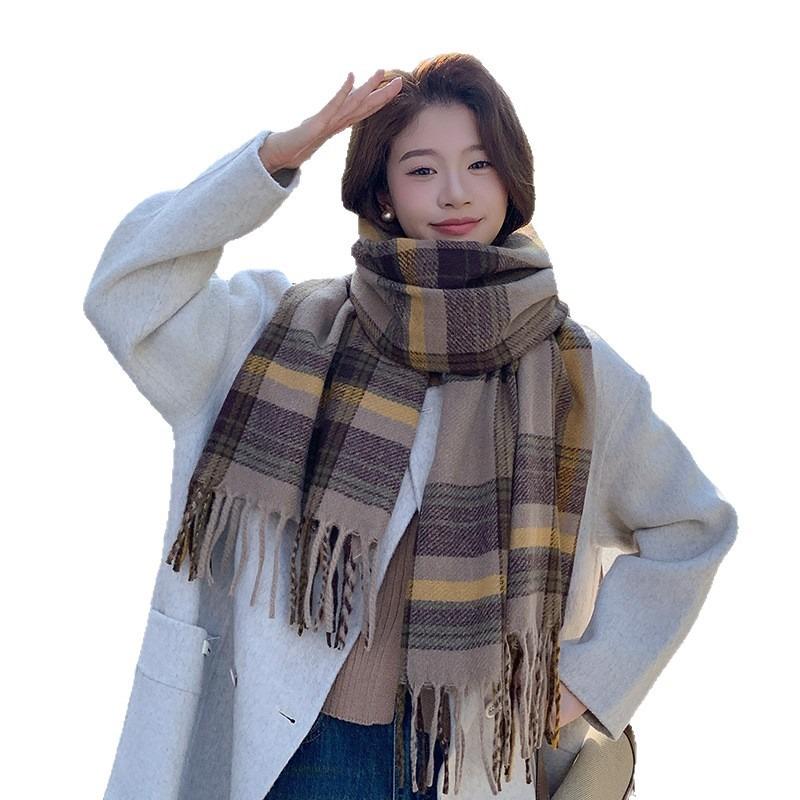 New autumn and winter scarf fashion high sense pure wool thickened versatile warm shawl student scarf