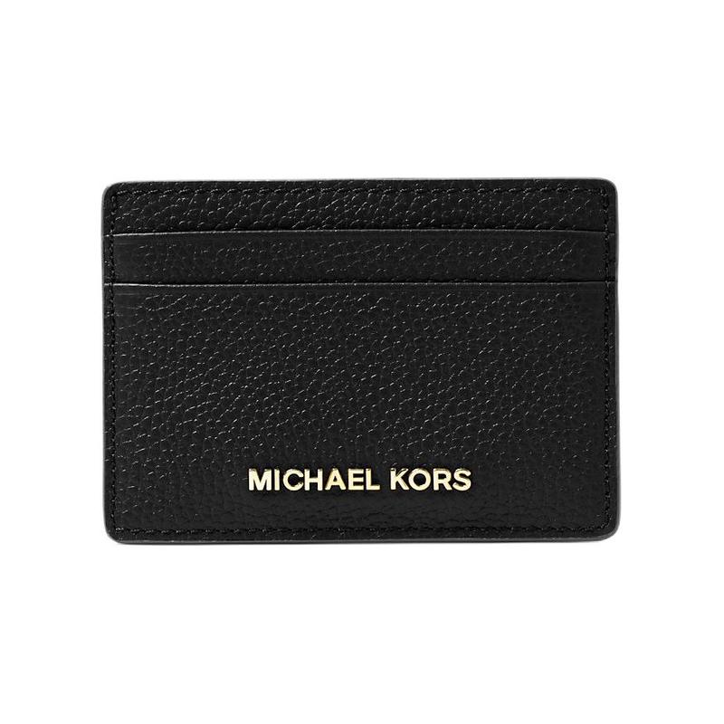 MICHAEL KORS Chic and Compact Letter Logo Pebbled Leather Card Holder Women s Black чёрный