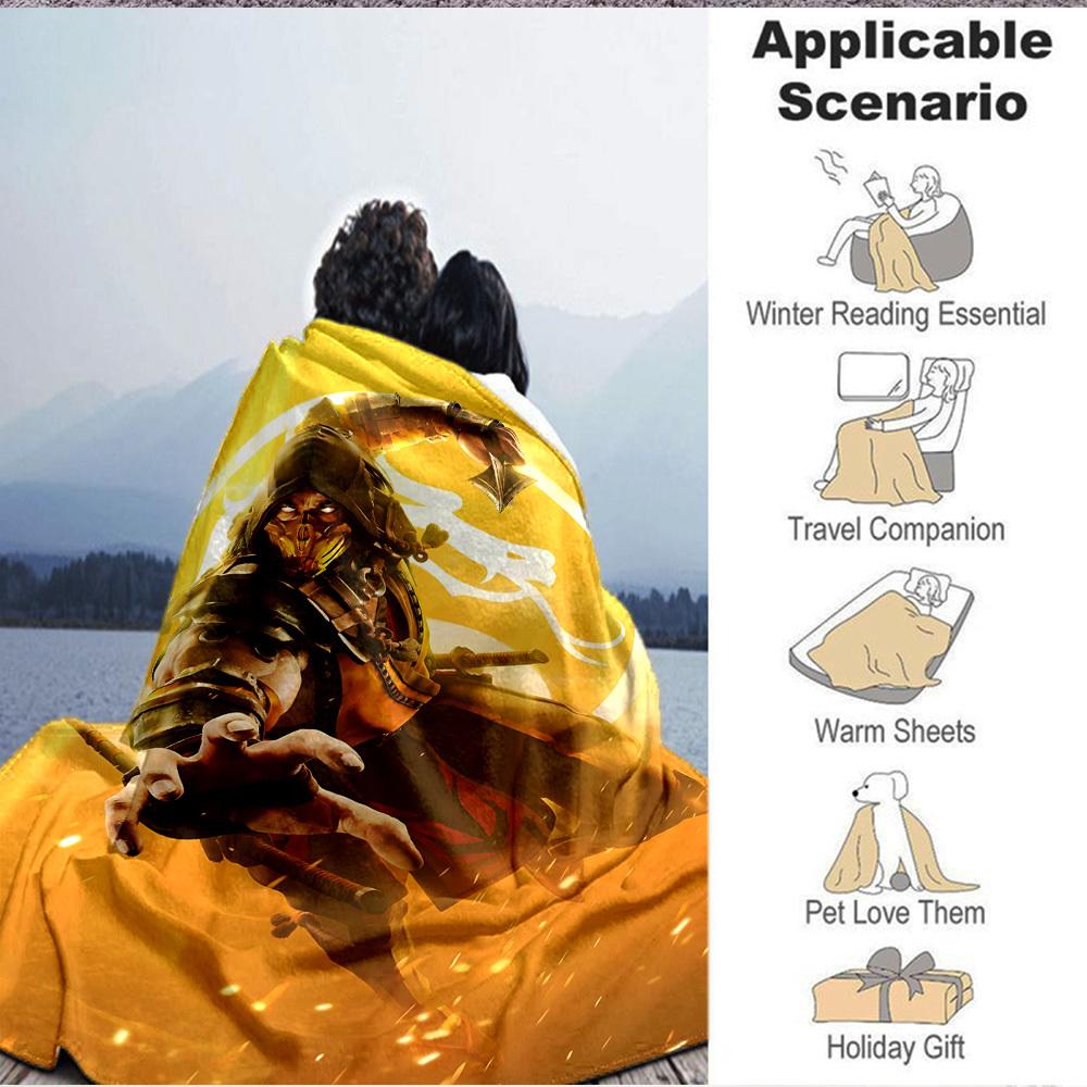 1pc Mortal Kombat Blanket Lightweight Flannel Throw For Sofa, Bed, Travel, Camping, Livingroom, Office, Couch, Chair, And Bed