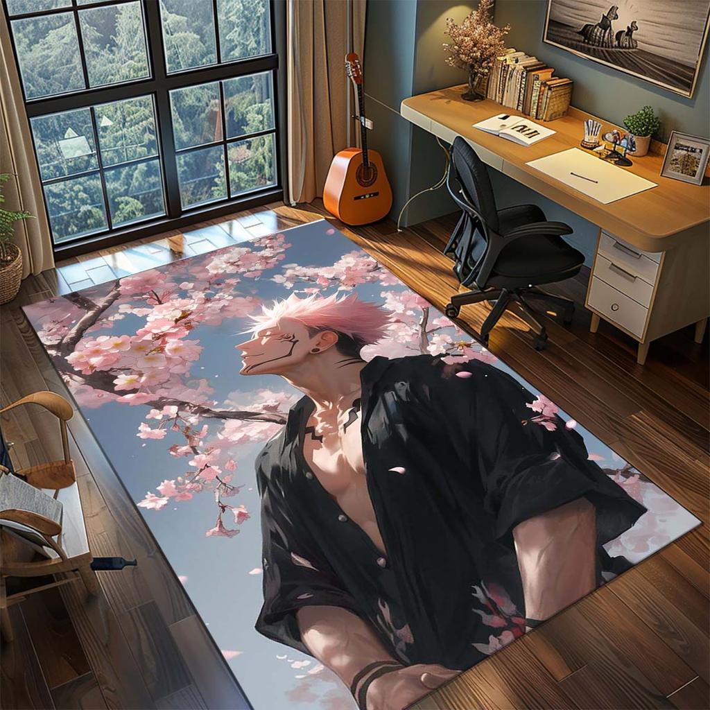 Jujutsu Kaisen Polyester Living Room Rug Anime Carpet Non Slip Bedroom Floor Mat Decor -QJY