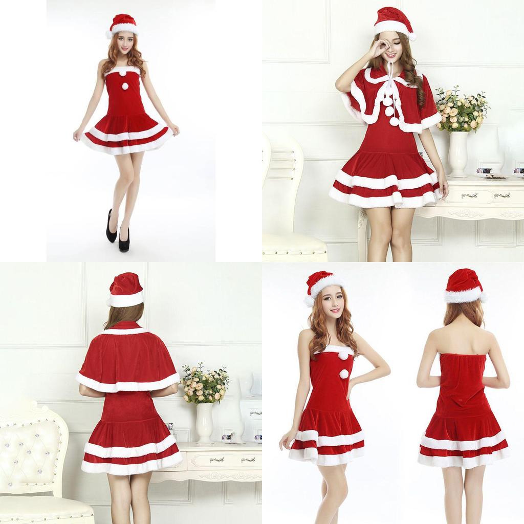 Deluxe Christmas Santa Claus Adult Female Performance Skirt Set