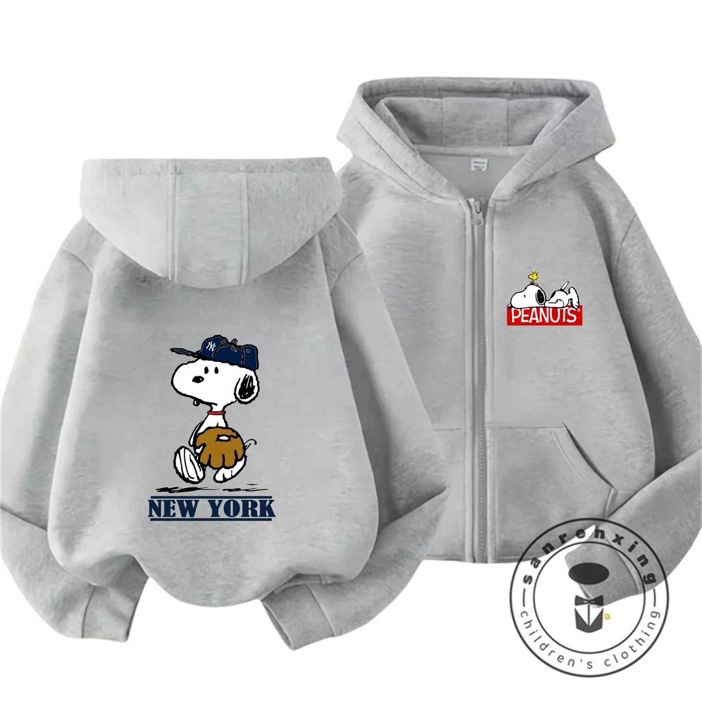 Boys Girls Cute Cartoon Zipper Hoodie Autumn Winter Trendy Fashion Street Style Kids Apparel