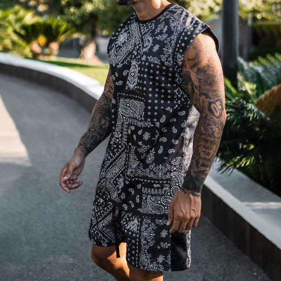 

Летний комплект из майки и шорт с 3D-принтом, быстросохнущий пляжный комплект из рубашки и шорт, комплект-двойка для мужчин XXXL