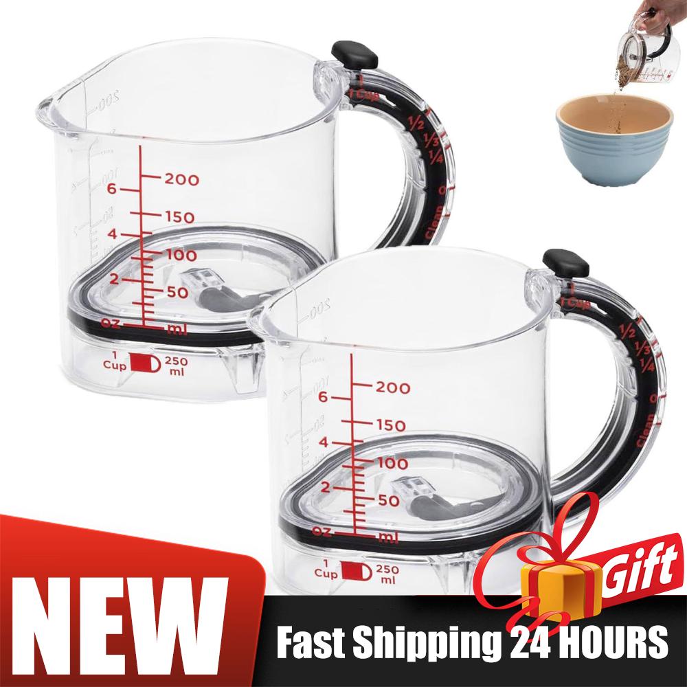 4-In-1 Adjustable Measuring Cup Multi-Functional Measuring Cup w/ Scraper-Style Seal Base Measuring Cube Cups for Cooking Baking