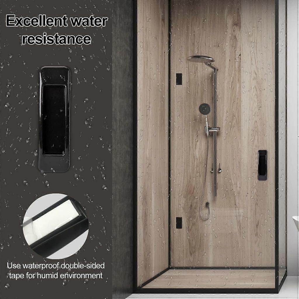 6 Pack Self-Adhesive Sliding Door Handles with Double-Sided Tape for Cabinets, Windows, Refrigerators, Furniture, Drawers, Glass Doors (Black)