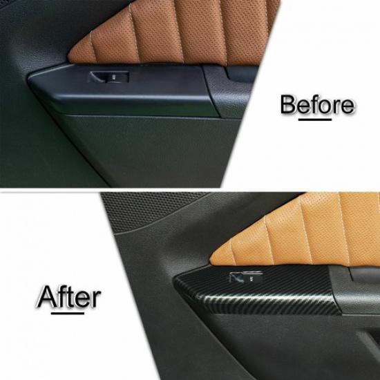 Window Lift Switch Button Trim Cover Decor Panel Carbon For Ford Mustang 2010-14