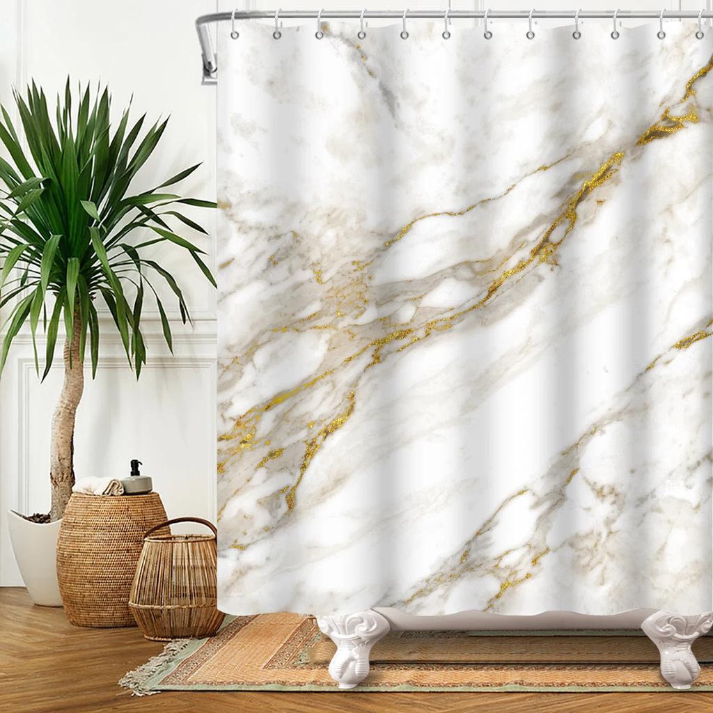 Marble Bathroom Curtain Abstract Modern Luxury Shower Curtain Waterproof Fabric Shower Curtain Bath Curtains With Hooks180x200