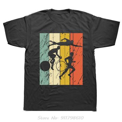 Men's Clothing Novelty Triathlon Swimmer Bike Running Oversized T-shirt Streetwear Fitness T Shirt Summer Style Cotton Tshirt