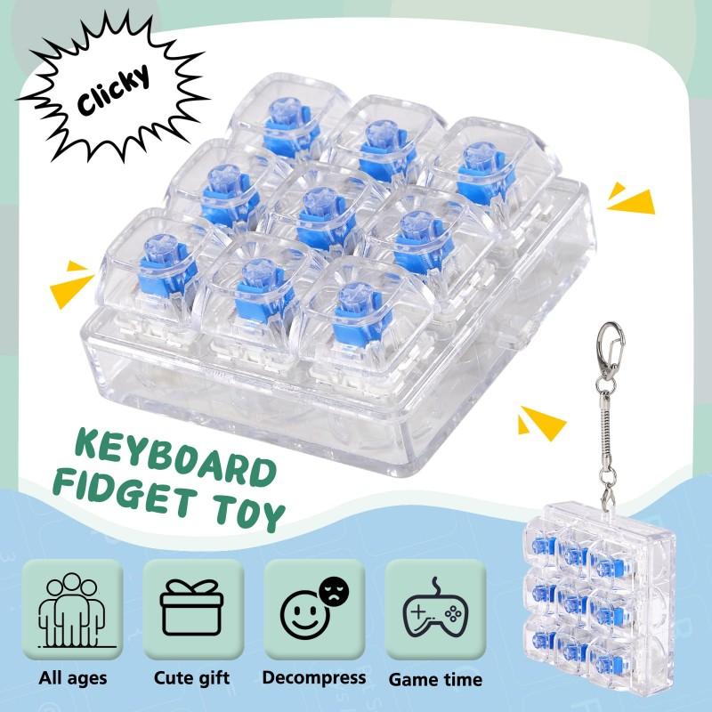 Relaxing DIY 9 Keys Keyboard Fidget Toy, Fidget Clicker Keyboard Fidget Keychain, Button Fidget Gifts for Adults To Relieve Stress and Pass Time