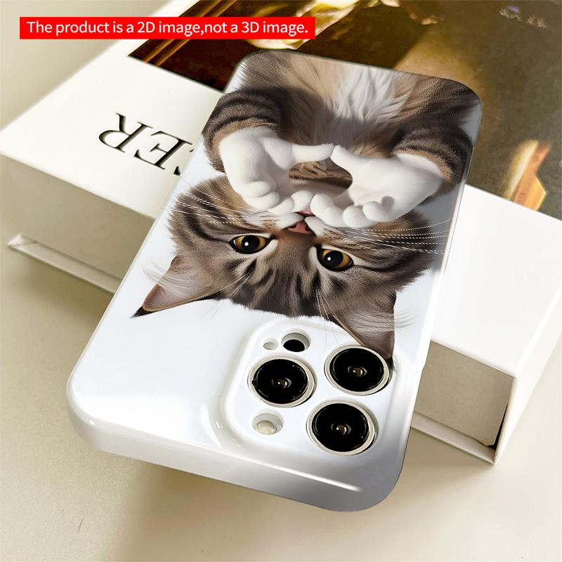 2DFlat Heart-Shaped Paws Cat Portrait Phone Case All inclusive film hard iPhone case, compatible with iPhone 18 Pro Max 17 16 15 14 13 12 11