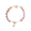 Qiaoen Women's Strawberry Crystal & Gray Moonstone Labradorite Beaded Bracelet