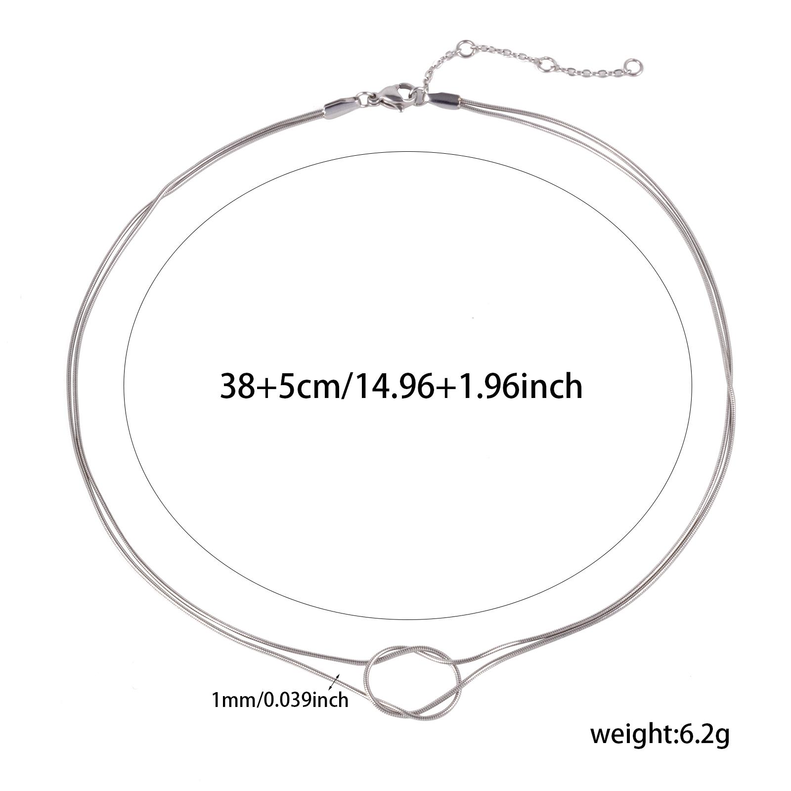 

Elegant Choker 304 Stainless Steel Knotted Snake Chain Multilayer Necklace For Women Minimalist Party Gift