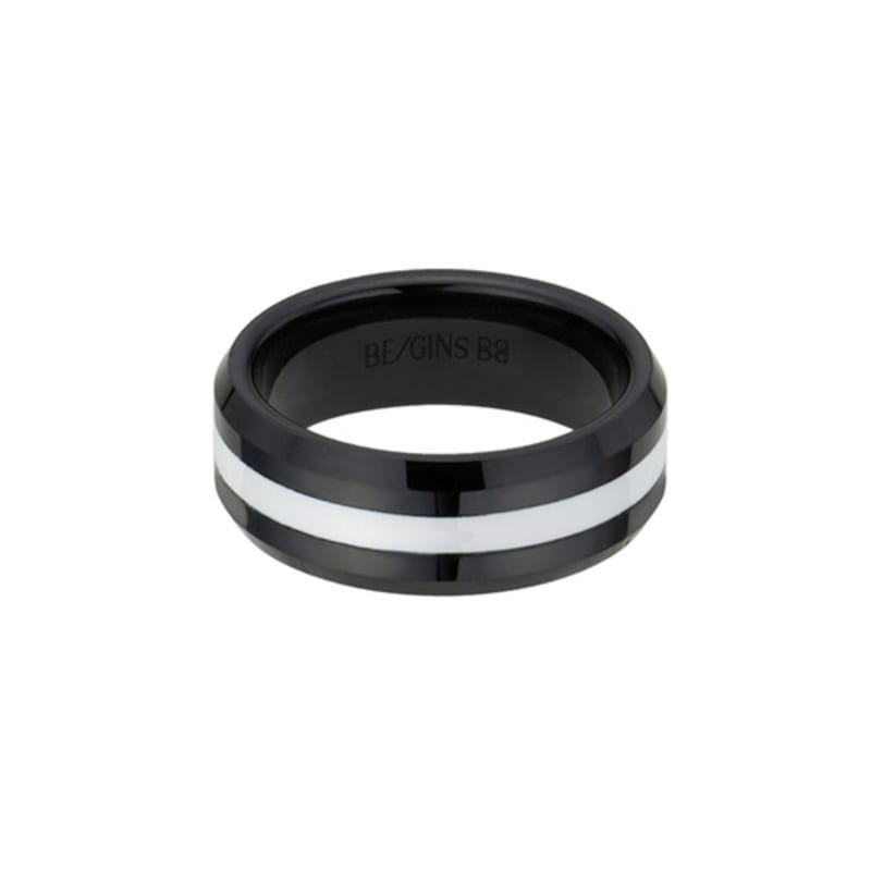 BE/GINS La Ligne Black White Ceramic Ring