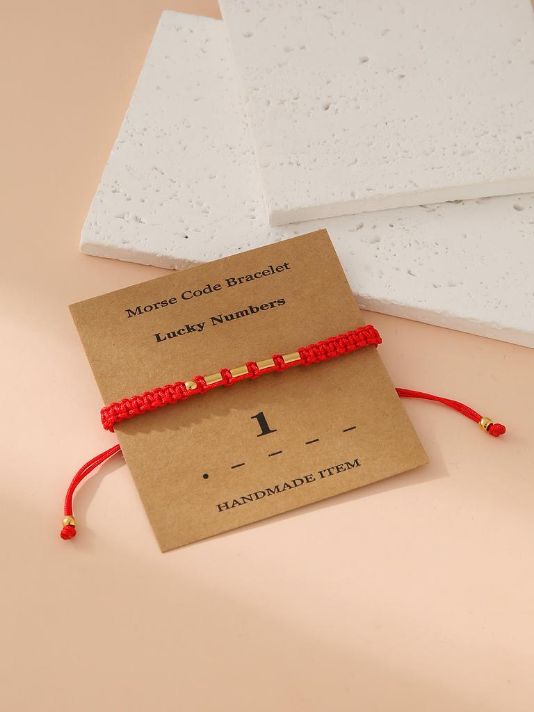 Handwoven Morse Code Number Flat Knot Bracelet Unisex Fashion Accessory