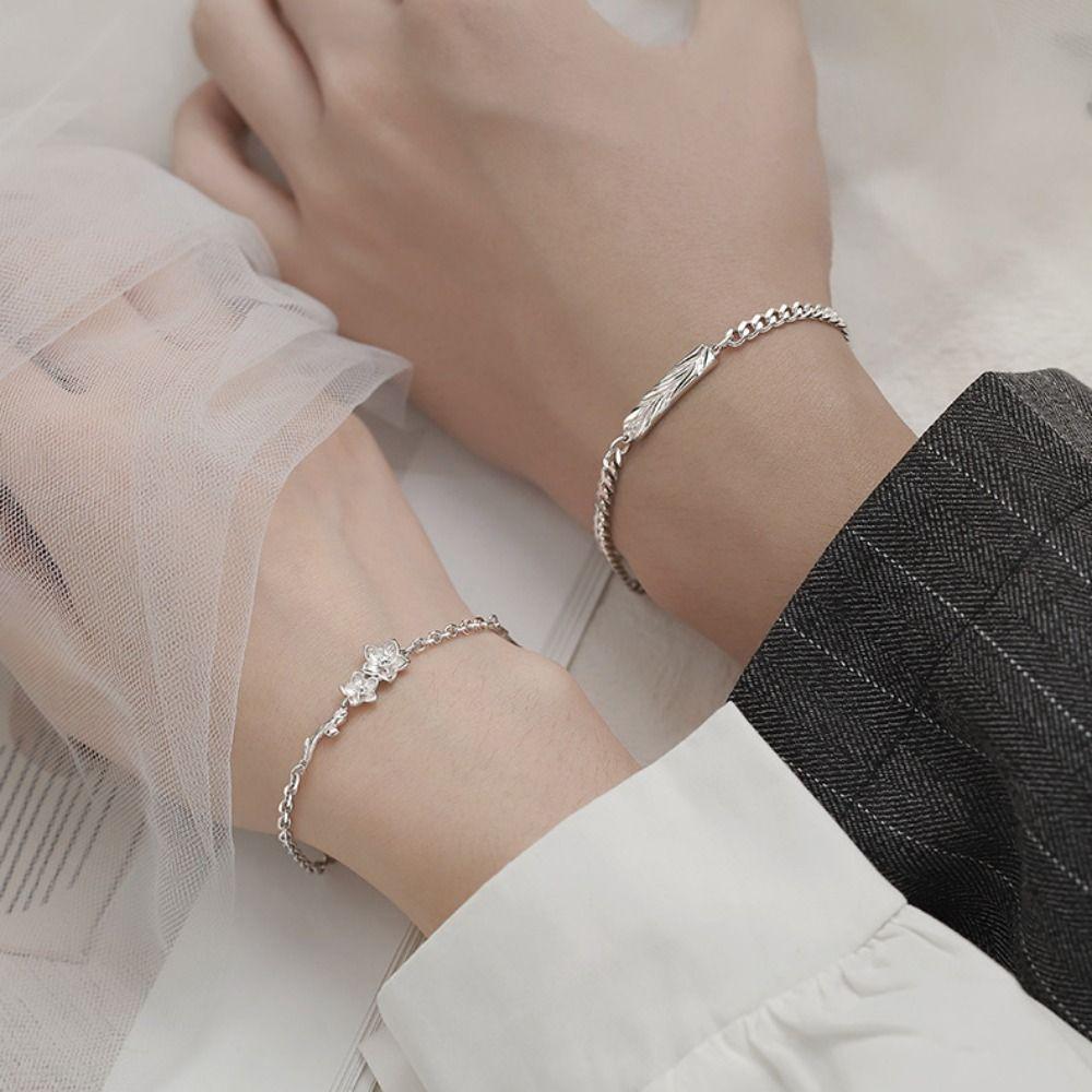Adjustable Lovers Bracelet Flower Couple Bangle Romantic Simple Thin Bracelet Female