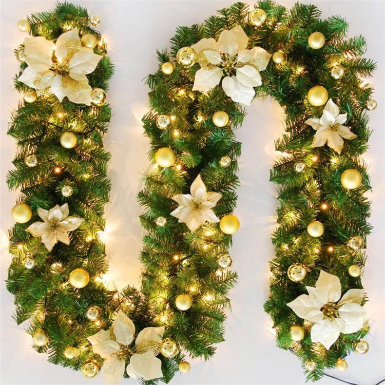 270cm Christmas LED Rattan Garland Decorative For Staircase Fireplace Christmas Decoration Xmas Tree Rattan Banner Home Pendant