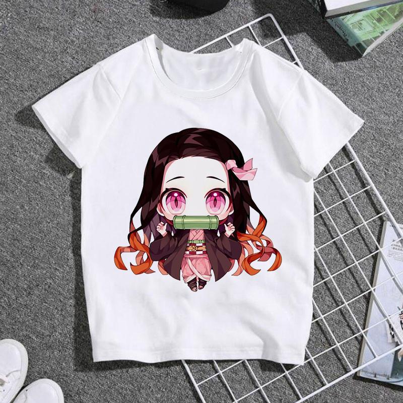 

Casual Cute Anime Demon Slayer Kimetsu No Yaiba Graphic Print Kids T-Shirt Funny Summer Tees Loose White Short Sleeve Women Tops S білий