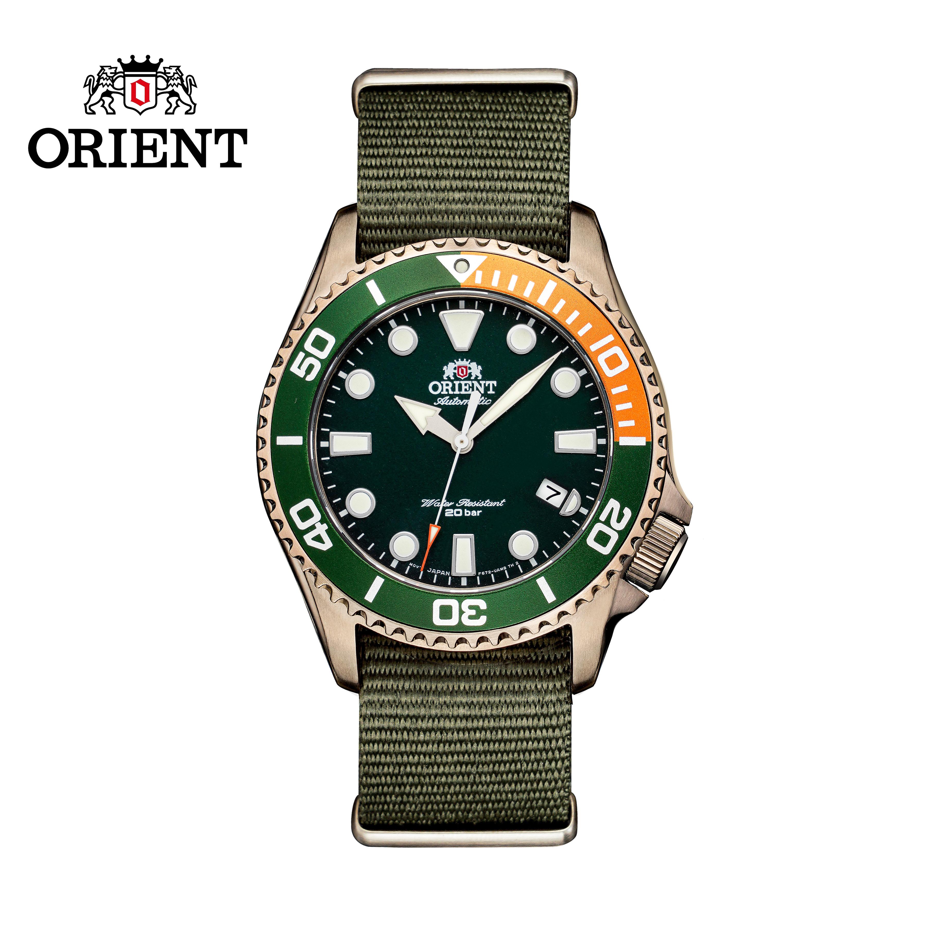 

Orient Механические Автоматические Часы Человек, Японские Водонепроницаемые Часы Дайвер Спортивные Наручные Часы Двухцветный Безель Нержавеющая Сталь Сапфировое Стекло